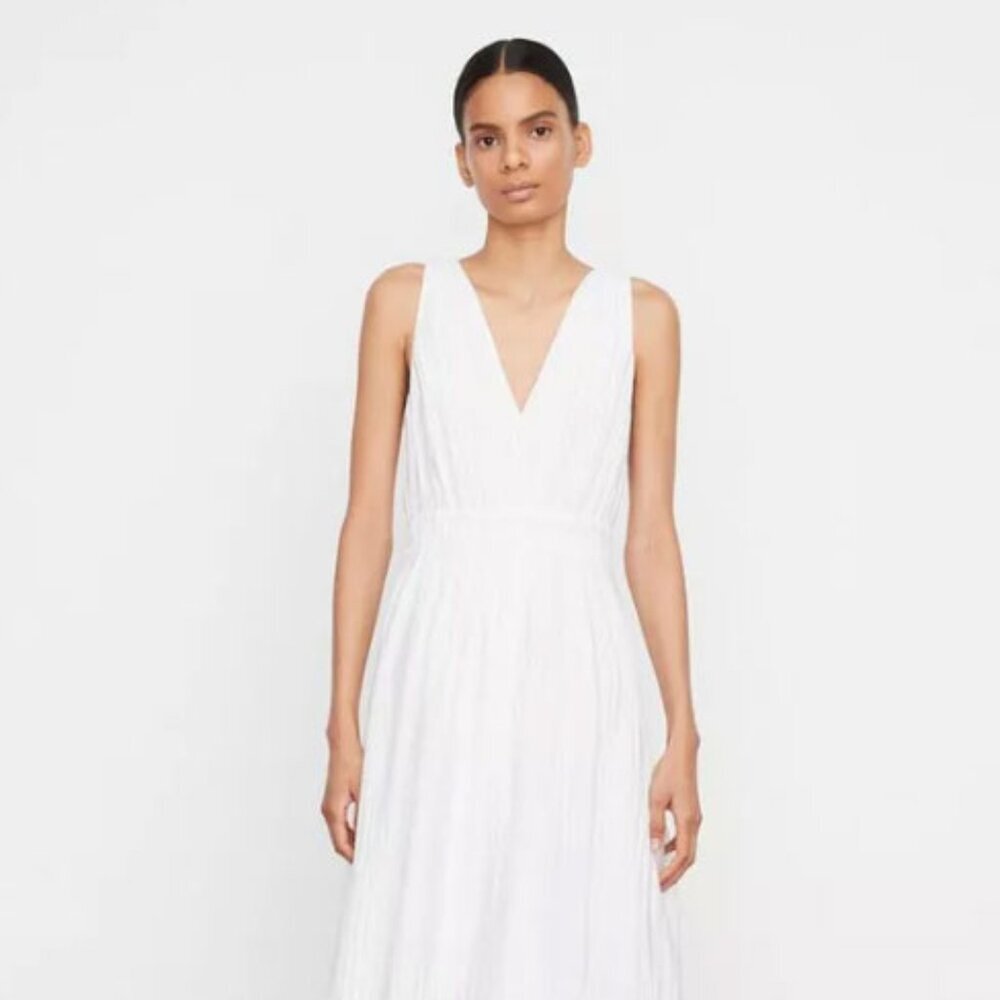 Vince Pleated Double V-Neck Dress - Picture 4 of 10